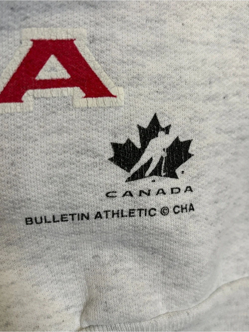 Vintage 90s Bulletin Athletic Team Canada Hockey Crewneck Sweatshirt Large Grey - Picture 3 of 13